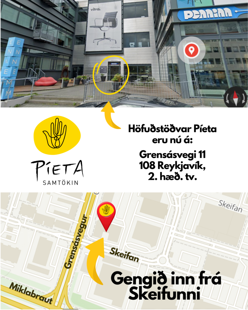 Píeta samtökin flytja á nýtt heimili við Grensásveg 11, 108 Reykjavík.